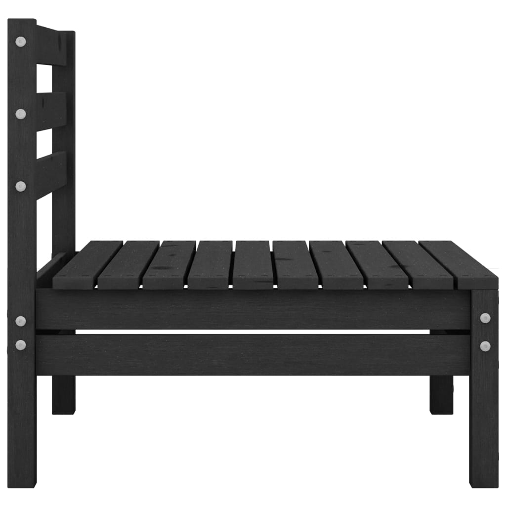 5 Piece Garden Lounge Set Black Solid Pine Wood