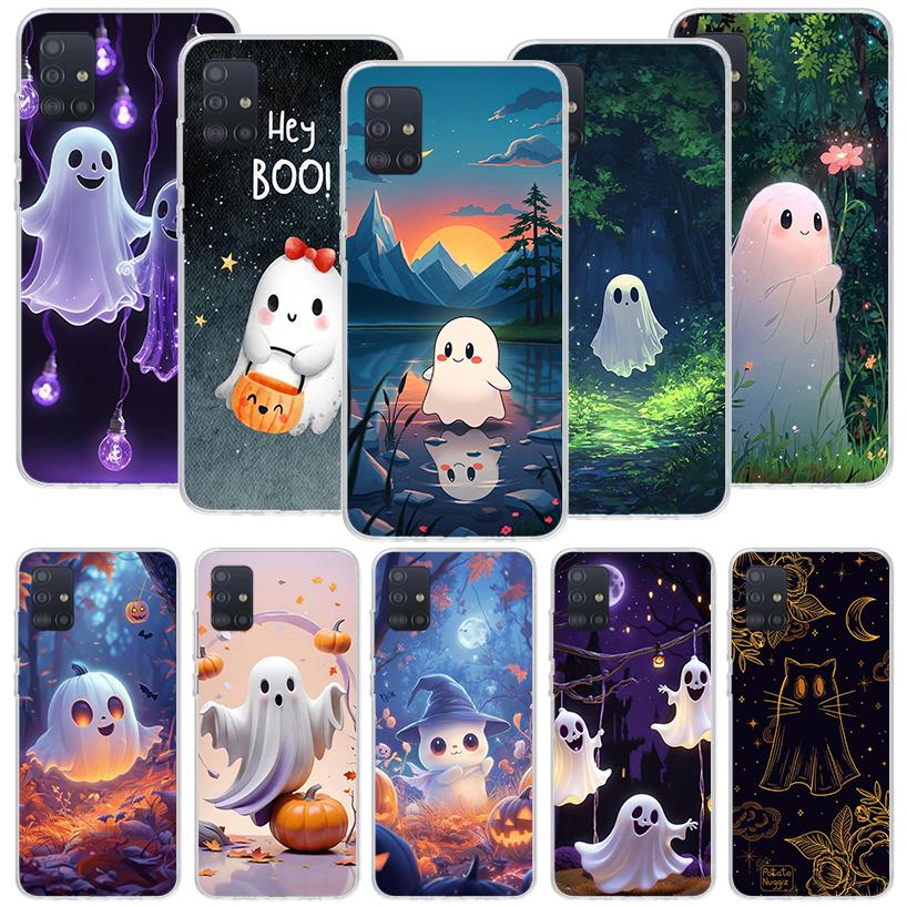 Cute Halloween Ghost Phone Case For Samsung Galaxy A52 A32 A22 A12 A02S A50S A30S A51 A31 AA71 Note 20 Ultra 10 S10 Plus Galaxy