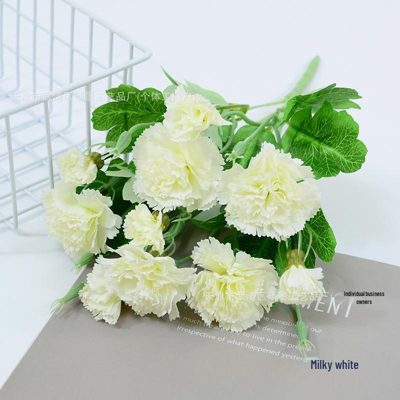10-Head Artificial Carnation Bouquet for Mother's Day or Teacher's Day - Ideal for Home, Restaurant, and Bar Decorations