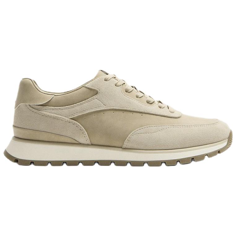 ZARA Fashion Round Toe Suede Leather Layered Sneakers Men sneakers Beige 12338520102