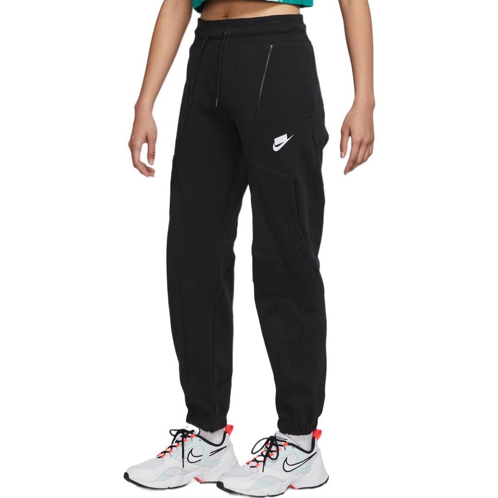 Women's Pants Nike Contrast Color Brand Logo Print Fleece Lined Elastic Cuff Patchwork Retro Sports Casual