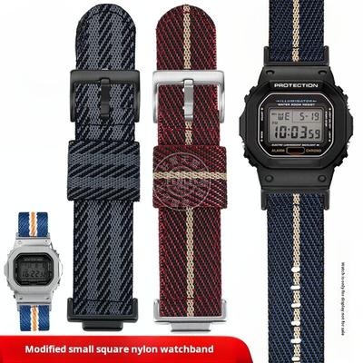 16mm Nylon Strap for Casio DW5600 GWM5610 GA110 GA2100 GA-700 Men's Outdoor Sports Watch Band Modified Metal Adapter Accessories