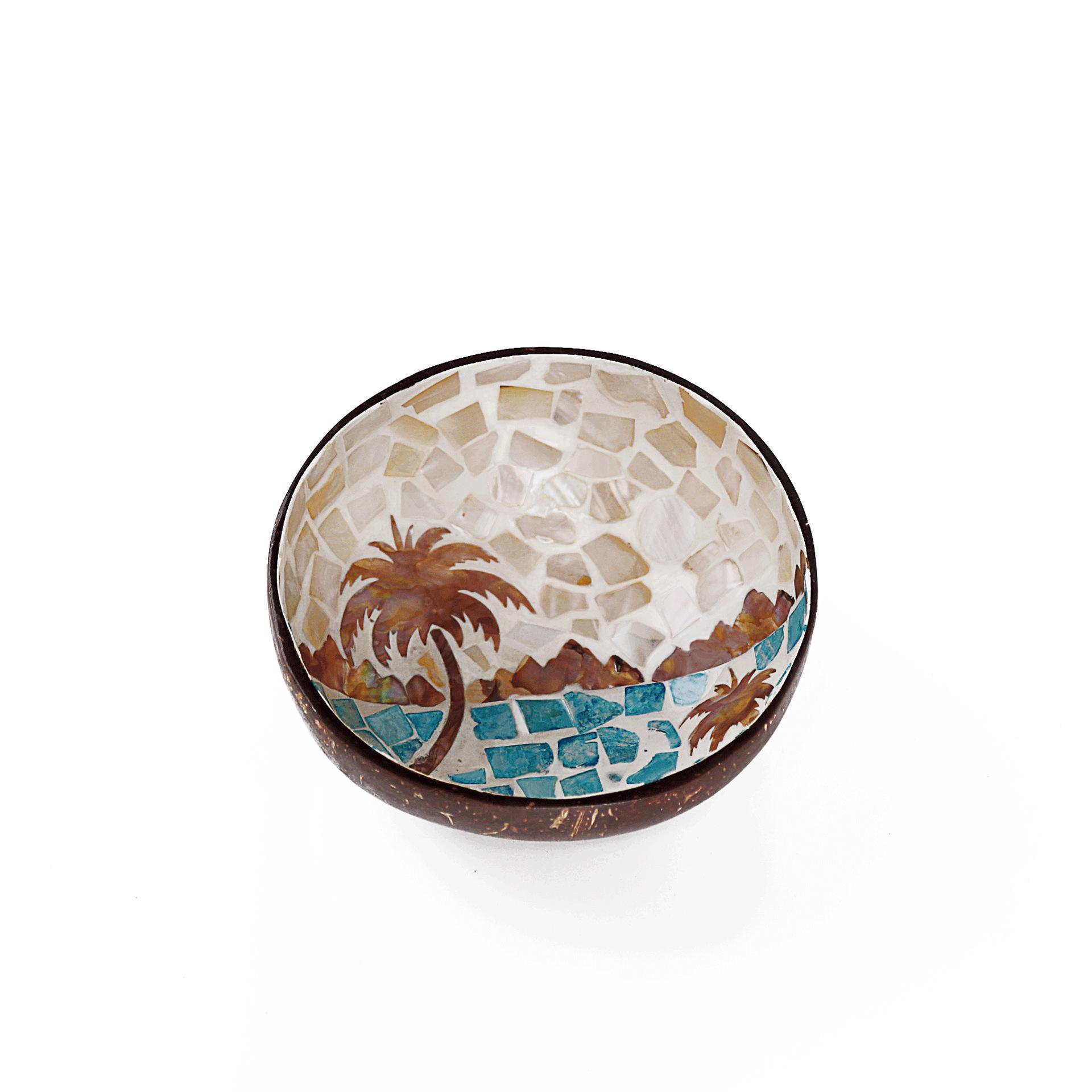 

Hand-Painted Coconut Shell Bowl: Seashell Design for Entryway Key Storage or Salad Serving