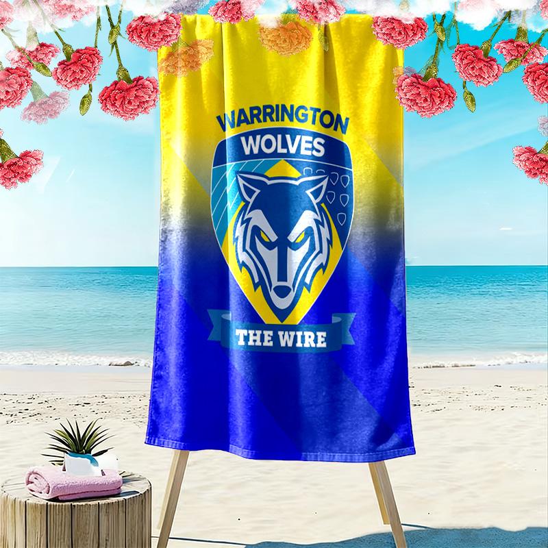 Warrington Wolves Print Beach Towel, Large Soft Quick Dry Towel for Beach Camping Swimming