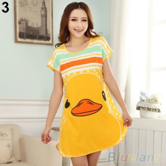 Cute Women Cartoon Panda Sleepwear Pajamas Short Sleeve Sleepshirt Nightdress