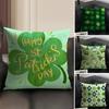 St Patricks Day Happy Cushion Cover Natural Linen Organic Fabric DoubleSided Printing Sofa Home Decor Gift Pillow Case