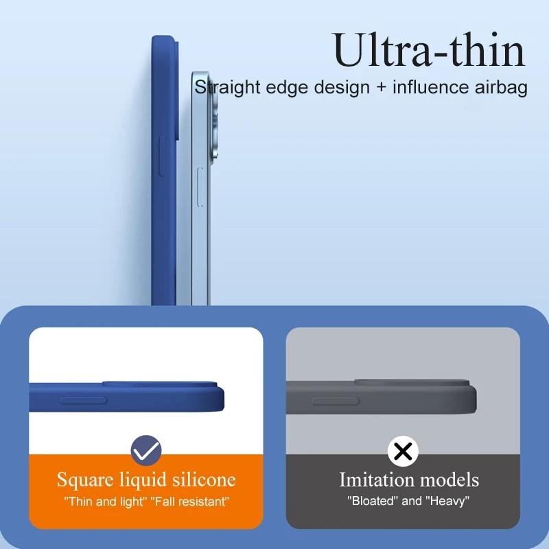 Capa de telefone de silicone líquido quadrado luxuoso TPU macio para iPhone 15 14 13 12 11 Pro Max X XR XS Max 7 8 14 15 Plus Proteção total TPU Capa traseira