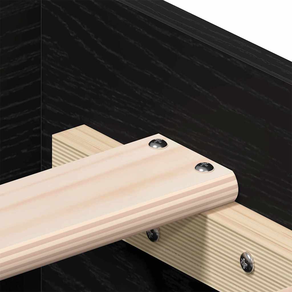 Bed Frame in Black Oak Look 135 x 190 cm Wood Based Material