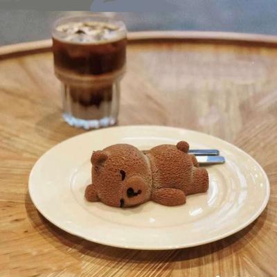 Fournitures de Cuisine Moule à Gâteau Moule Ours Endormi Moule à Mousse Pudding Qualité Alimentaire Outil de Cuisson 3D Moule à Bougie DIY