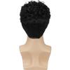Afro Mens Short Curly Wig Cap Machine-Made Synthetic Hair Heat Resistant Any Face Skin Tone