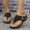 Large size solid color summer new round head thick bottom fashion hollow out wear flip-flop sandals women
