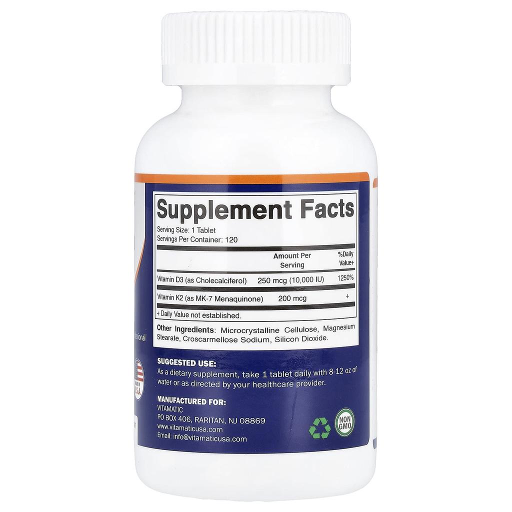 Vitamatic, Vitamin K2 + D3, 120 Tablets