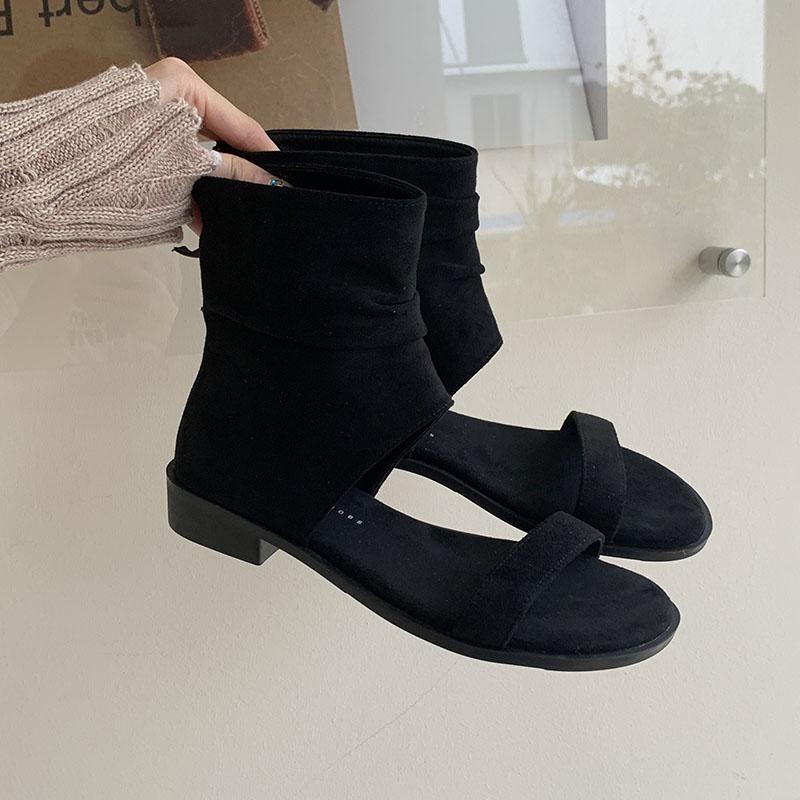 Fashion Female Open Toe Footwear Ladies Flats Sandals Boots Spring Summer Fashion Zippers Women Flats Sandals Ankle Booties Shoes