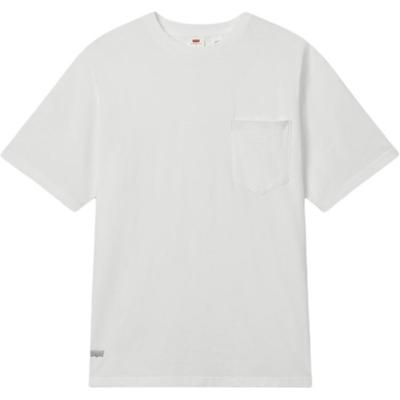 Levis Loose Casual Versatile Comfortable Ribbed Round Neck Short Sleeve T-Shirt Men Tops White 003L0-0000