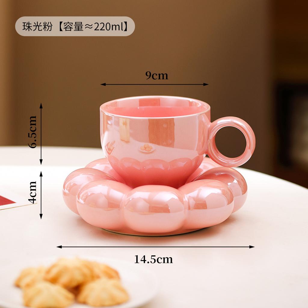 Sunflower Coffee Mug Aesthetic Ceramic Cloud Cup Decorative Saucer Afternoon Tea Water Cup Office Decor Home Mug Drinkware