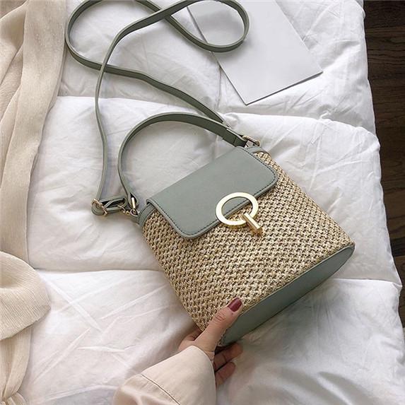 Buy Women Fashion Small Straw Bucket Bags Summer Lady Crossbody