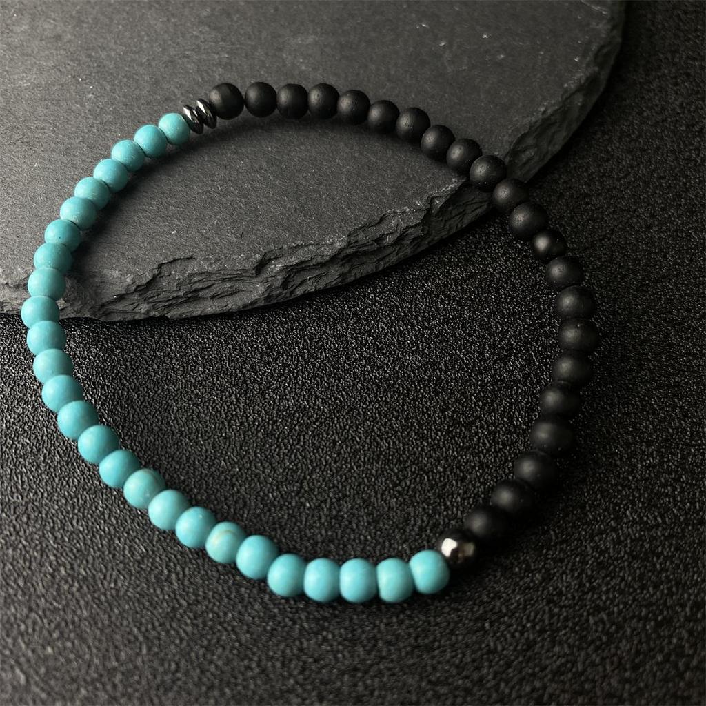 Fashion 4mm Beads Bracelet Unisex Natural Map Volcanic Stone Braclet Meditation Yoga Hematite Braslet Handmade Jewelry