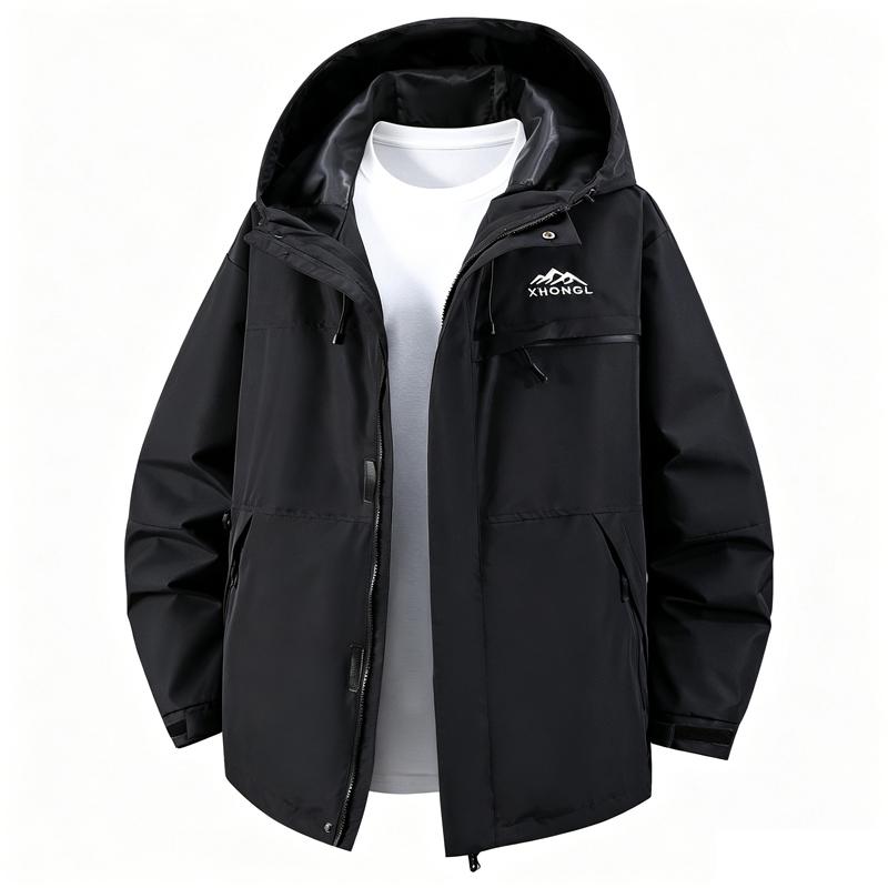 Men Plus Size Hooded Rain Jacket