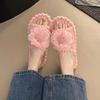 Fashion 2025 NEW  Women's Floral Indoor Flat Bottom Plush Autumn Winter Cotton New Version Single Strap Indoor Slippers