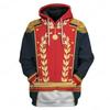 European Retro Court Art Print Hoodie for Men, Noble Costume and Heraldic Motif Graphics Full Graphic Loose Pullover, Built for Daily Sport Activities