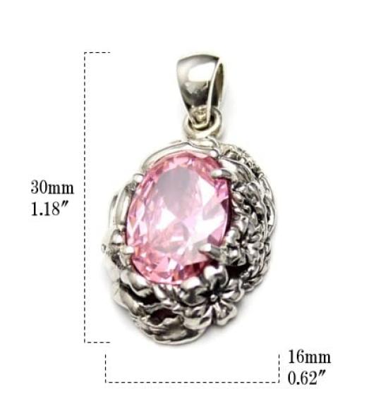 Rabbit, Cherry Blossom, Sterling Silver 925 Pendant Top - Oriental Vibrations