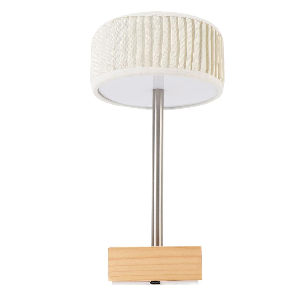 Rechargeable Desk Lamp with Fabric Shade Top Mirror Table Light Modern Touch Dimmable LED Bedside