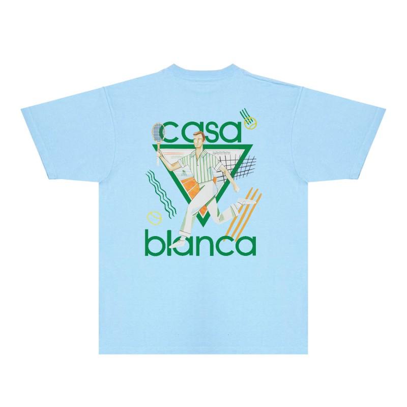 CASA Casablanca Short Sleeve T Shirt Couples Star Castle Letter Print Casual Loose Fit