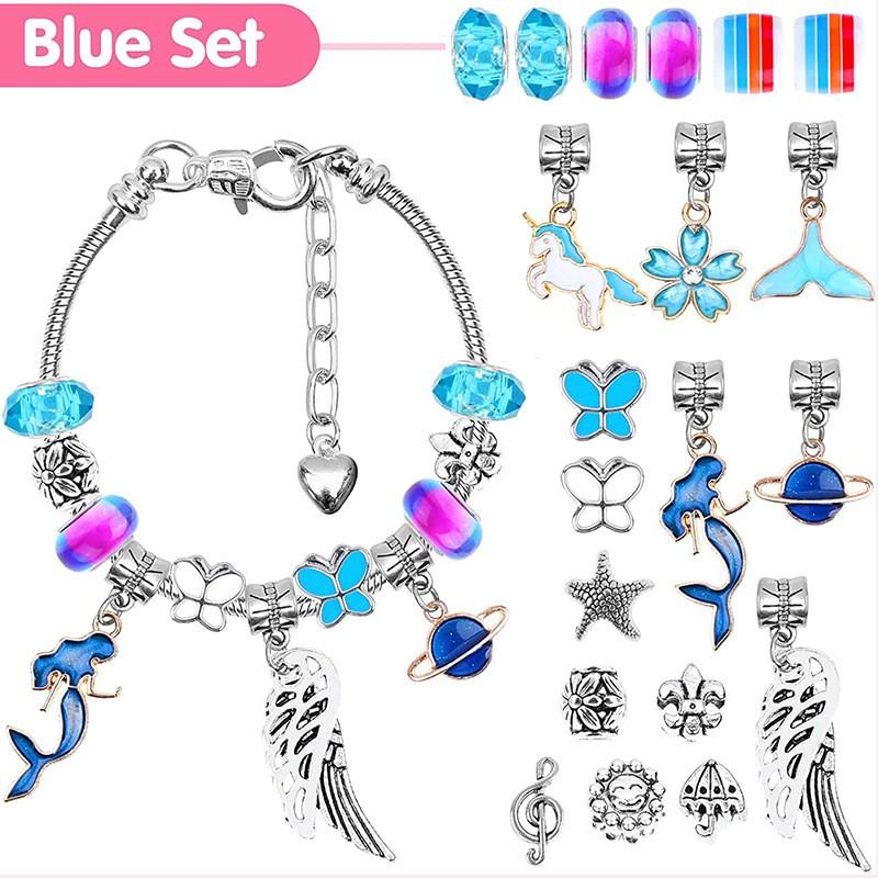 112pcs Cherry Blossom Deer Crystal Beads Kids Bracelet DIY Craft Kit Alloy Animal Themed Jewelry Making Set