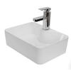 Ceramic Bathroom Sink Modern Rectangular Above Counter Vanity Basin with Faucet Drain Pipe for Home Hotel Glossy White