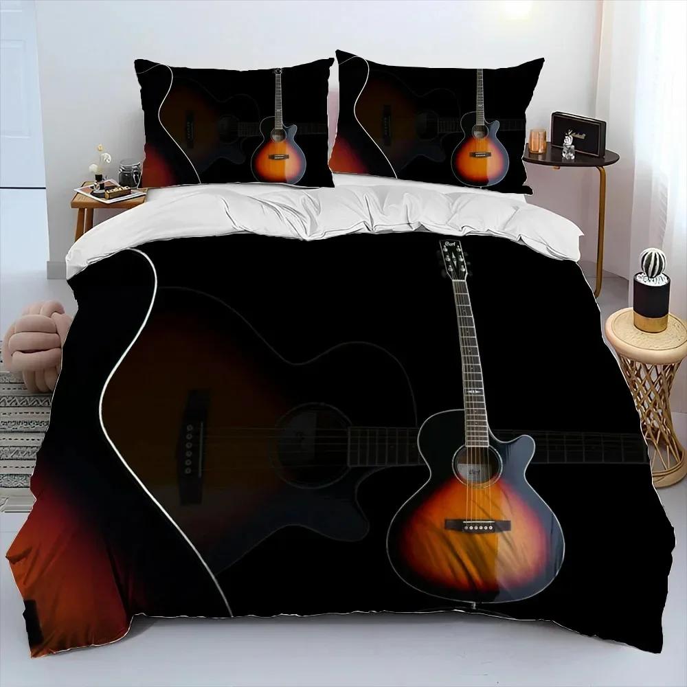 Classical Guitar Electric Guitar Bedding Set Print With Pillowcase Bed Duvet Cover Soft Single Double Queen Super King Size