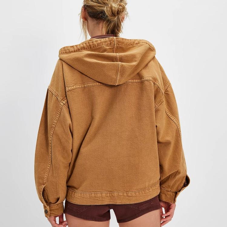 Autumn Denim Pullover Women's Fashion Loose Casual Hooded Denim Long-sleeved Top