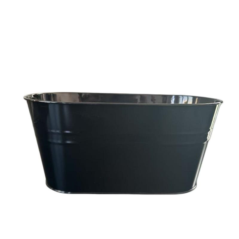 Oval Metal Double Hook Hanging Flower Pot for Railings and Fences