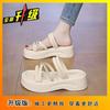 Muffin super fire one-word drag 2025 summer new thick-soled Roman sandals female sandals two wear fairy wind beach shoes