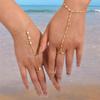 2 Pezzi Raffinati Braccialetti per Coppia con Perline di Zircone per Donne Uomini Romantico Bracciale Integrato a Catena per Dita Gioielli Regalo di San Valentino