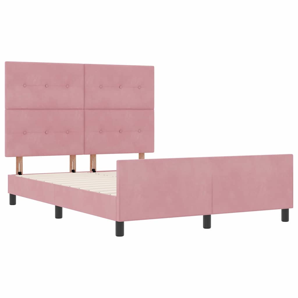 Pink Box Spring Bed with Headboard 140 x 200 cm Velvet