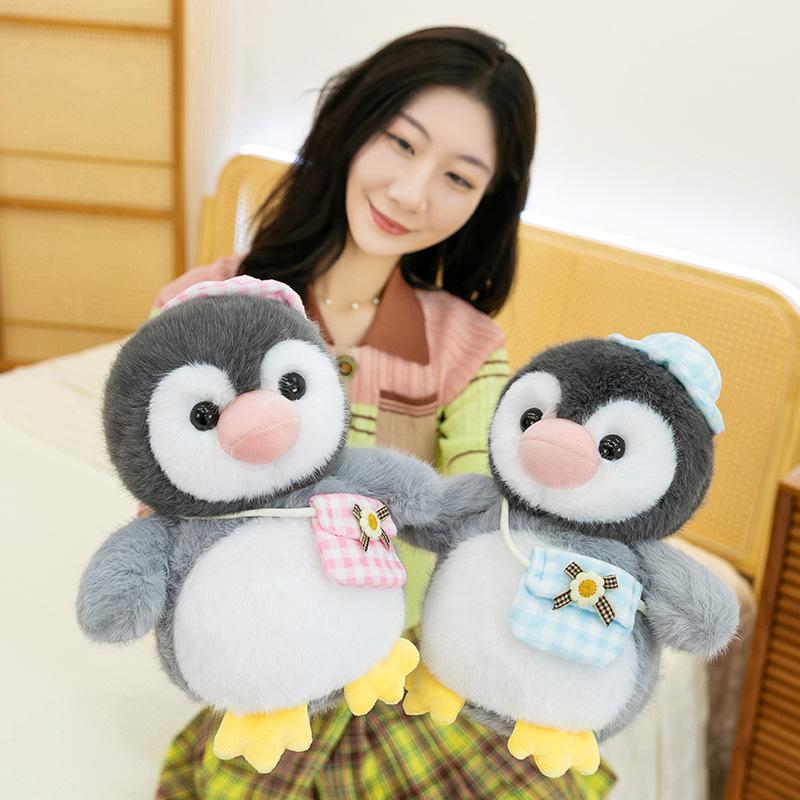 Satchel Penguin Squad Plush Toy Cute Hat Penguin Doll Doll Children Sleeping Pillow