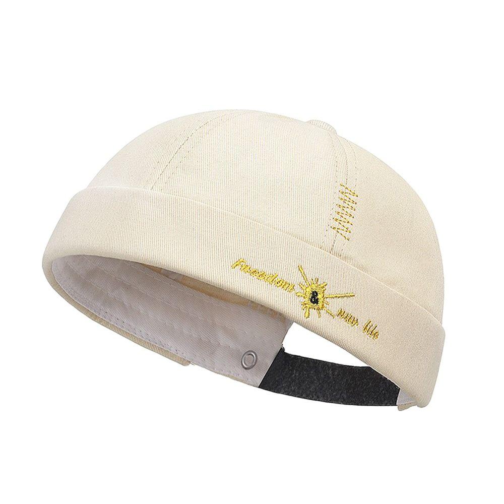 Fashion Hip Hop Beanie Street Hat Letter Embroidery Cotton Skullcap Adjustable Solid Color Melon Beanie Cap for Men Women