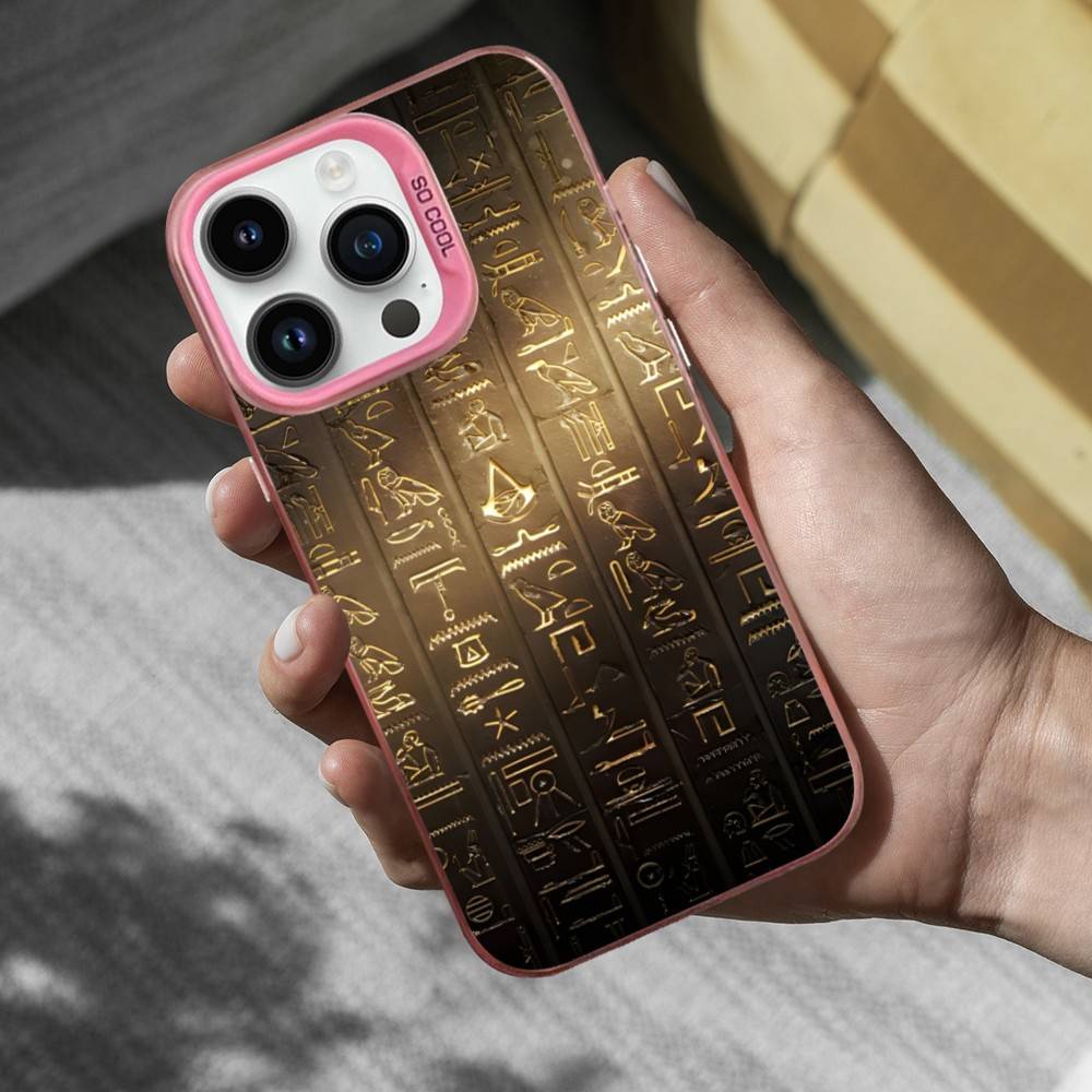 

Egypt Art Hieroglyphics Phone Case For iPhone 16,15,14,17,13,12,11,Mini,Pro,SE,XS,MAX Pink Matte Silicone Cover iPhone17