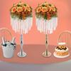 80cm Acrylic Flower Holder,Silver/Gold Crystal Flower Stand Tabletop Standing  for Wedding,Birthday Parties
