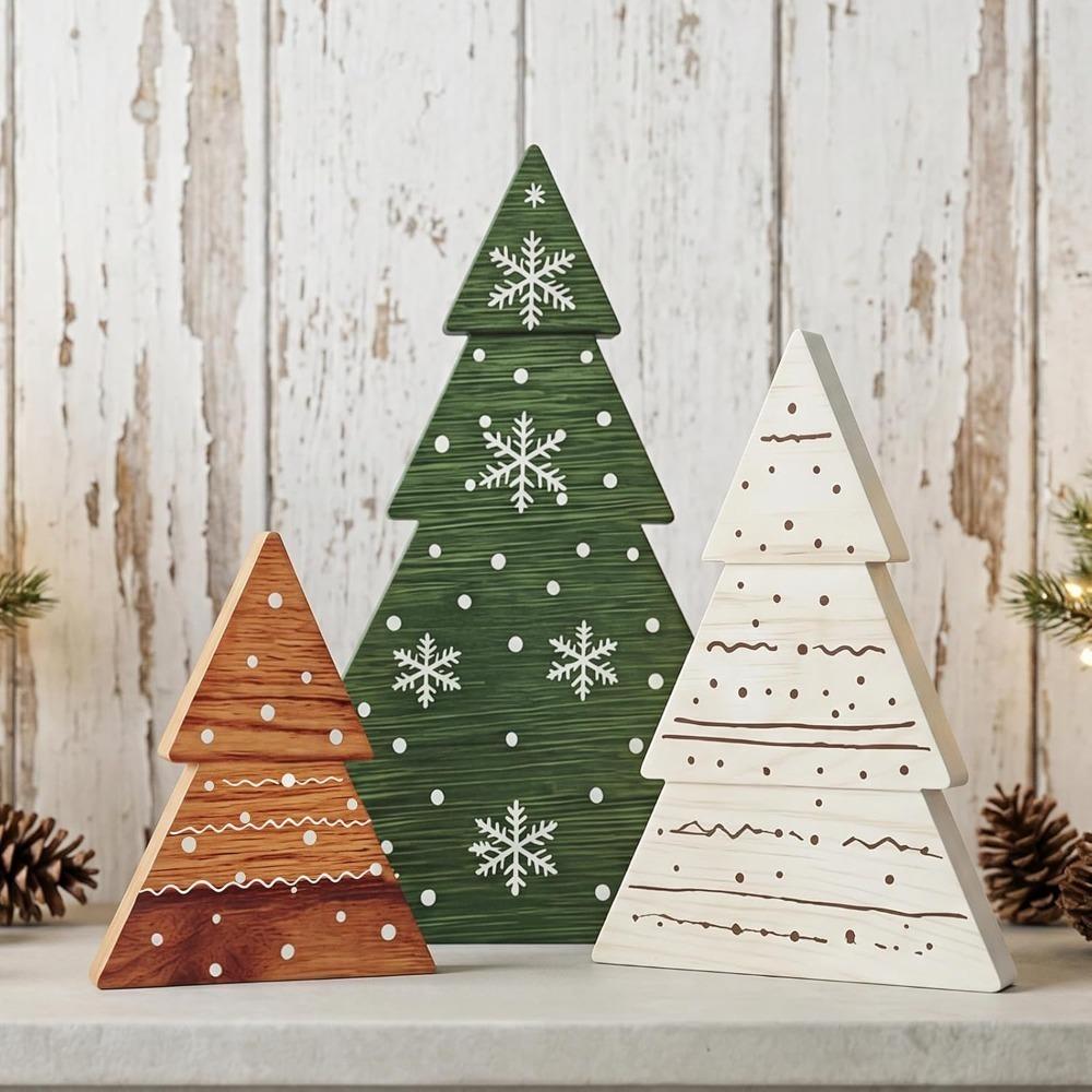 3Pcs Tabletop Christmas Decor Freestanding Farmhouse Christmas Ornament  Home Office