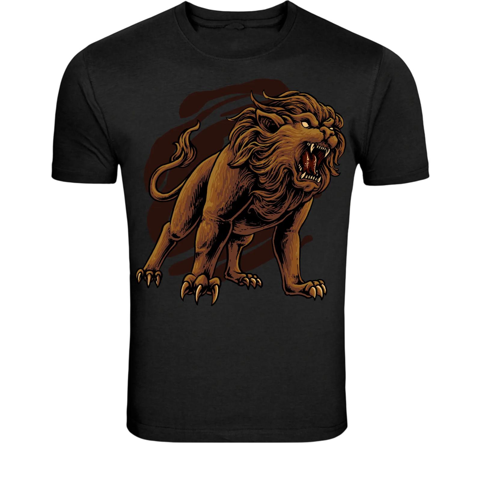 Roaring Lion Beast T-Shirt - Wild Predator Animal Graphic Tee XXL
