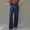 New ArrivalS Open Run Women S Simple Cotton Wide Dark Blue Denim pantS Mpn