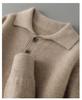 Men's Pure Wool Polo Collar Cardigan: Loose, Button-Up, Business Casual Cashmere Knit Sweater