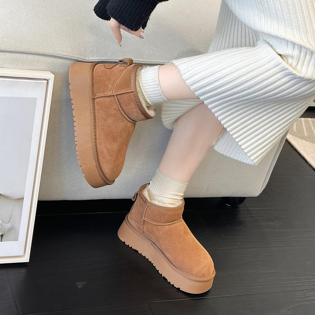 Snow boots women's winter new lazy mini short boots casual thick-soled thickened cotton shoes women