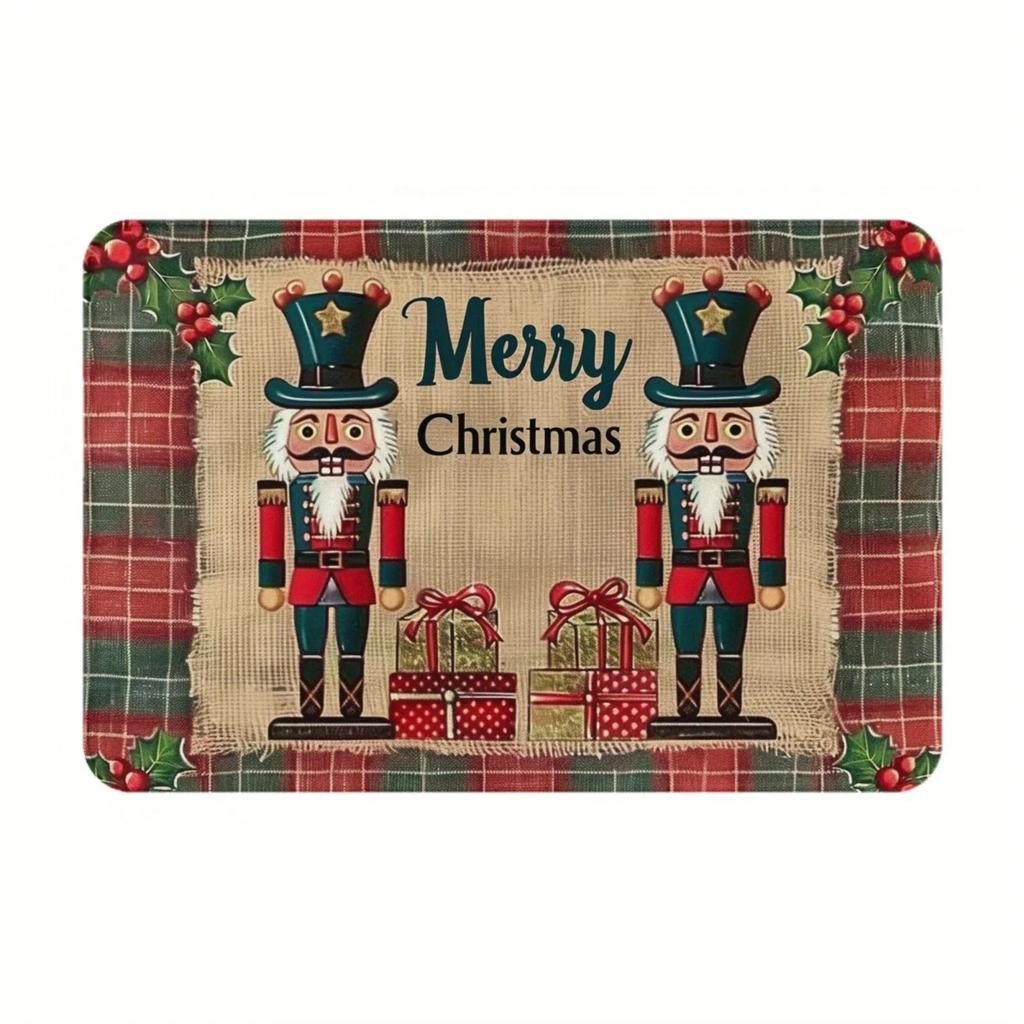 Christmas nutcracker welcome door mat soft non-slip floor mat suitable for room bathroom kitchen home decoration