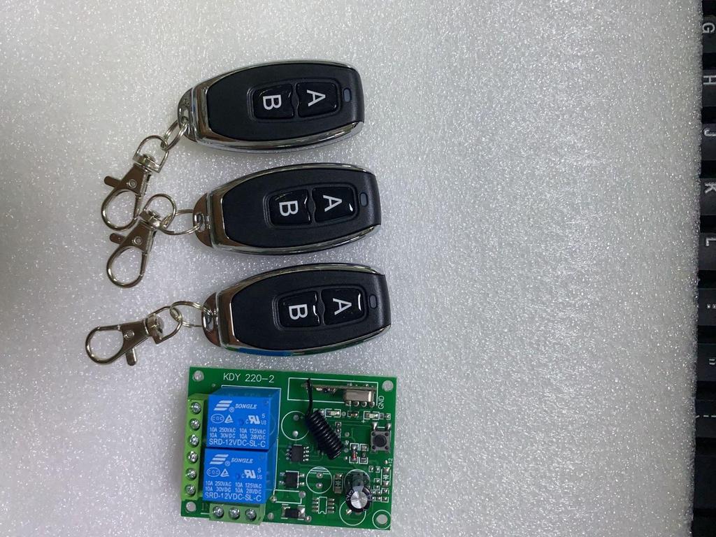 12V 2-Way Wireless Remote Control Switch with 2-Button AB and Three Remotes in Stock