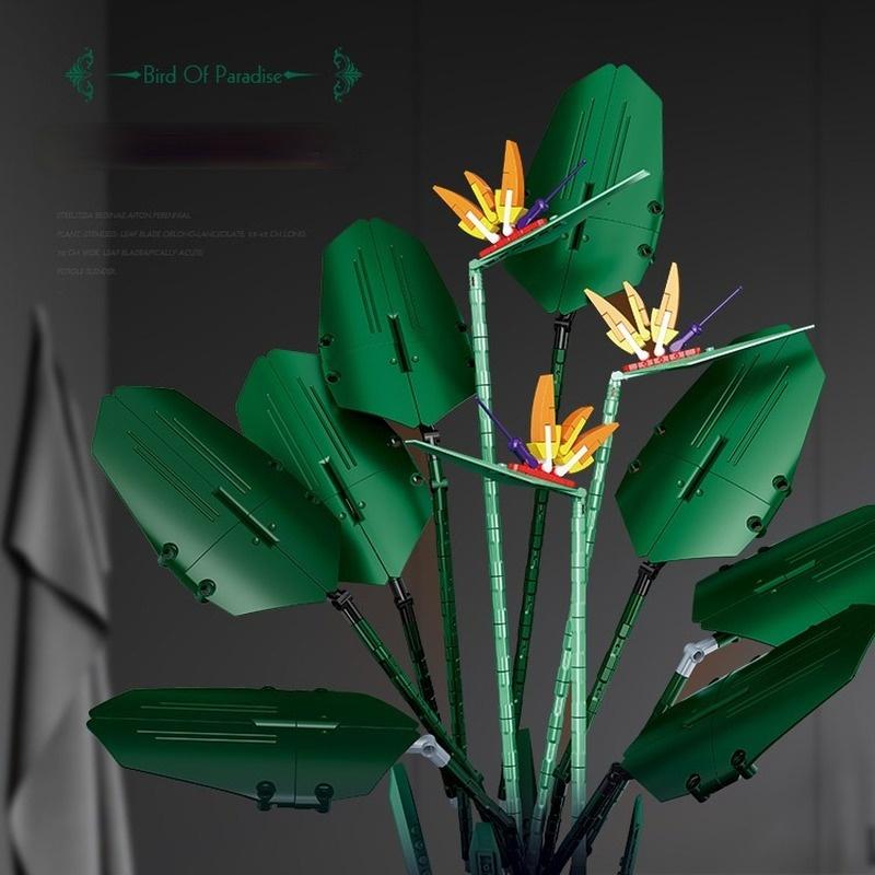 Bird of Paradise Bouquet Rose Building Block Bricks Unziptoy Diy Potted Illustration Holiday Girlfriend Gift