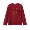 INMAN New Year Red Embroidered Cable Knit Pullover Sweater