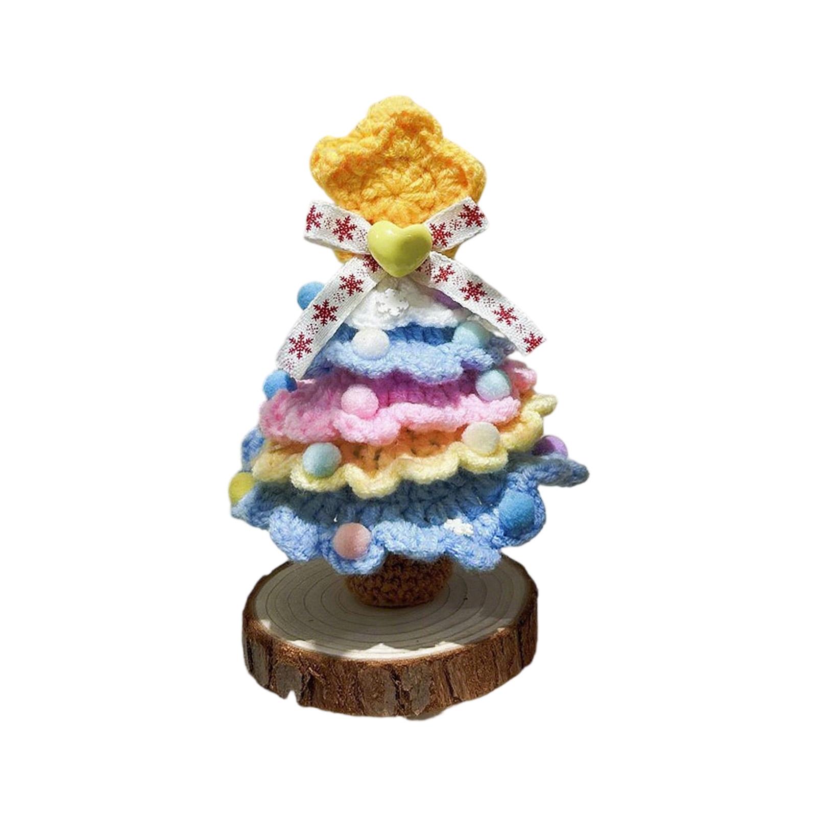 

New Christmas Decorations With Hand-woven Yarn And Crochet Small Christmas Tree Desktop Ornaments Scene Arrangement One Size синий