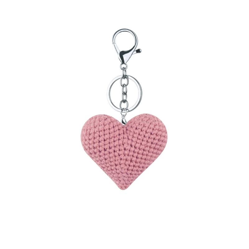 

Cute Handmade Diy Weaving Keychain Wool Crochet Unique Knitted Heart Star Pendant Keyring Bag Charms Jewelry Gift Car Key Ring